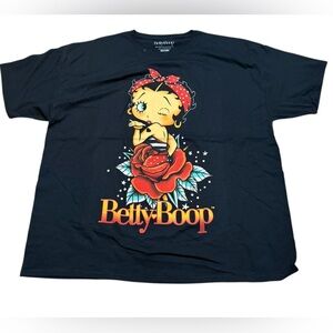 Betty Boop Men’s 3X Black‎ Graphic T-Shirt Rose Tattoo Unisex Tee